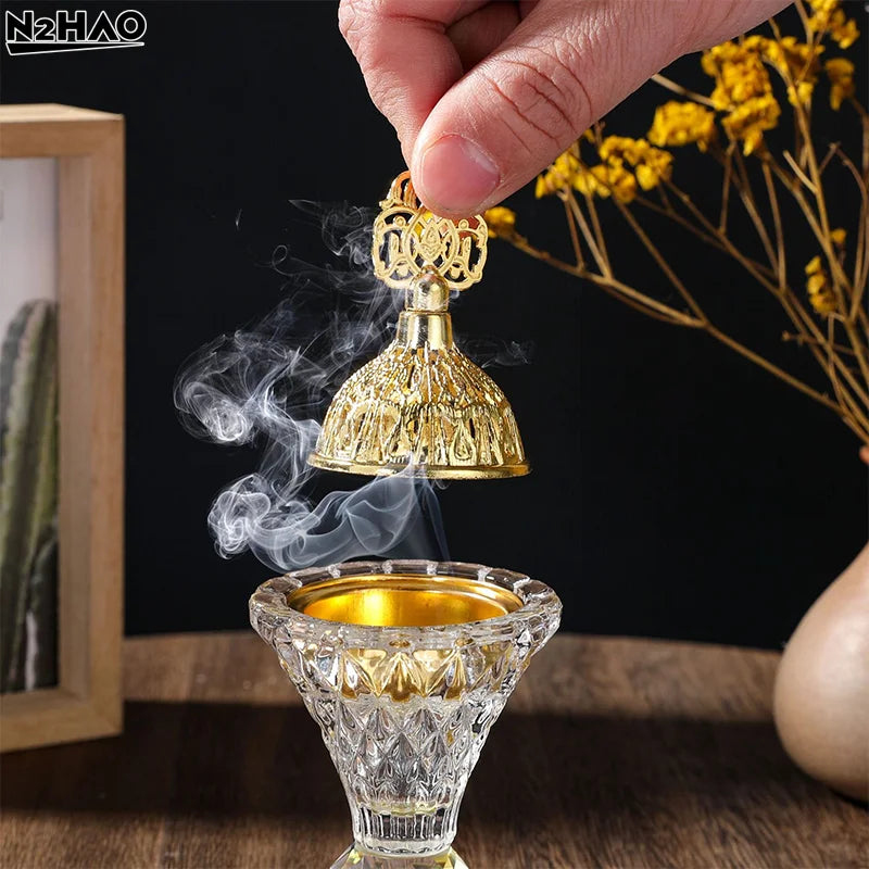 Set bruciatore di incenso in vetro decorativo da tavolo – Design creativo e rotante
