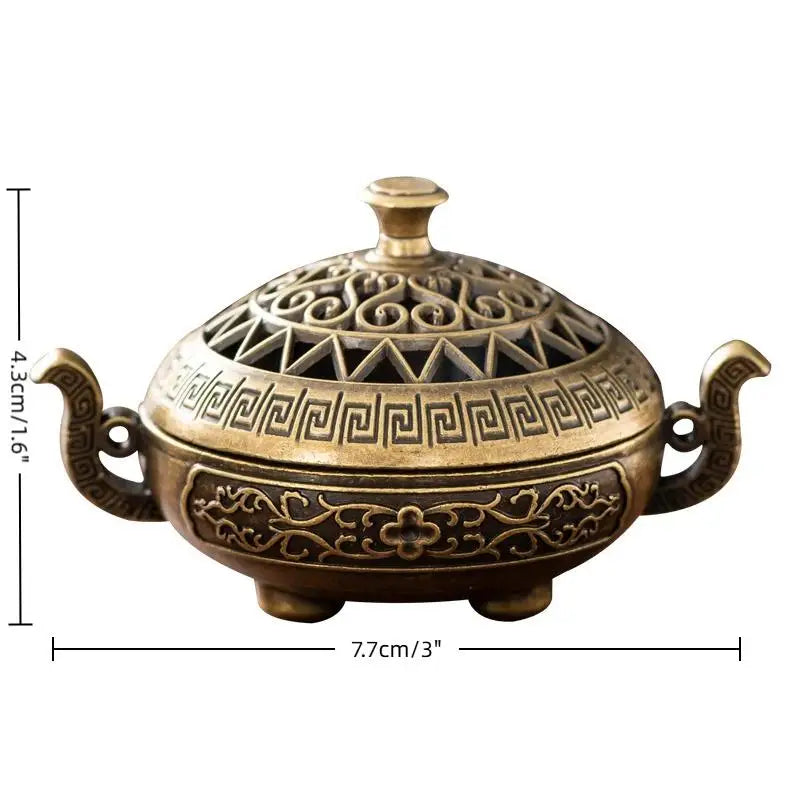 Bruciatore di incenso in ottone vintage con manici – Censer aromatico tradizionale