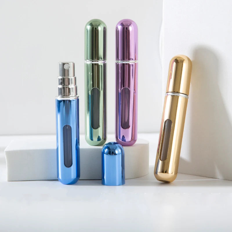 Set di Flaconi Spray per Profumo Ricaricabili 5 ml / 10 ml – Mini Bottiglie Portatili con Pompa a Riempimento Inferiore – Contenitori Cosmetici Vuoti