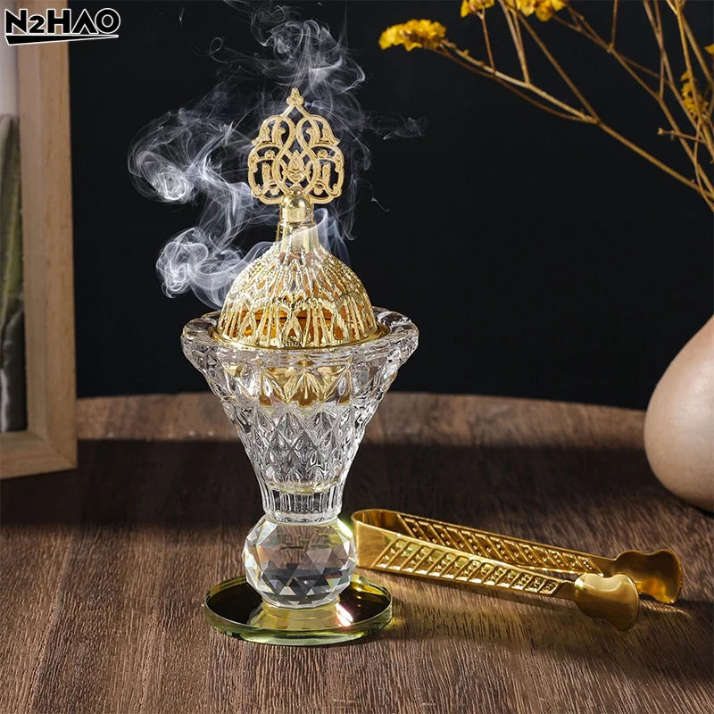 Set bruciatore di incenso in vetro decorativo da tavolo – Design creativo e rotante